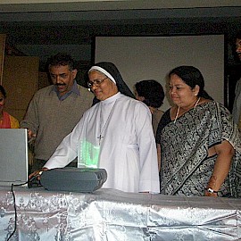 Sister Teresita Mary launching the website.